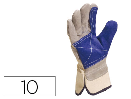 Guantes serraje vacuno reforzado gris-azul talla 10 XL